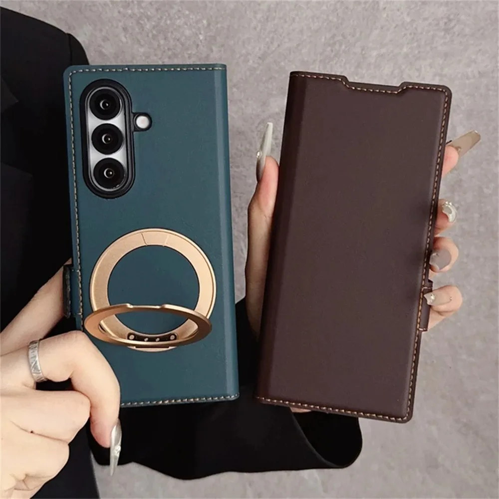 

Роскошный кошелек-держатель для Magsafe, магнитный кожаный чехол для Samsung Galaxy Z Fold 7, 6, 5, 4, 3, 5, 5G, сумка для телефона с картой, аксессуары