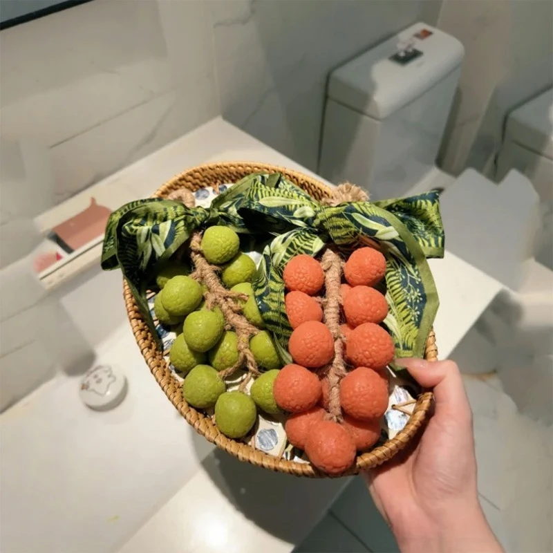 Creative simulation litchi string plant essential oil handmade soap cleansing hand washing bath soap gift box packaging