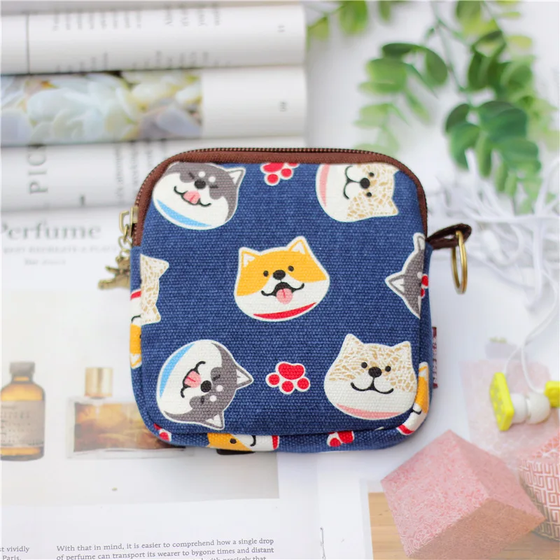 Women Canvas Cartoon Wallet Ladies Money Bag Female Small Card Organizer Tampon Bag Key Pouch Coin Purse for Children Kids Girls