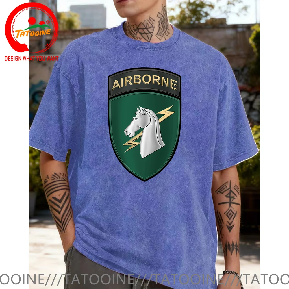 خمر غسلها القطن تي شيرت الجيش الأمريكي المحمولة جوا 1st العمليات الخاصة تي شيرت الموضة العصرية ملابس كاجوال التي شيرت الشارع قميص