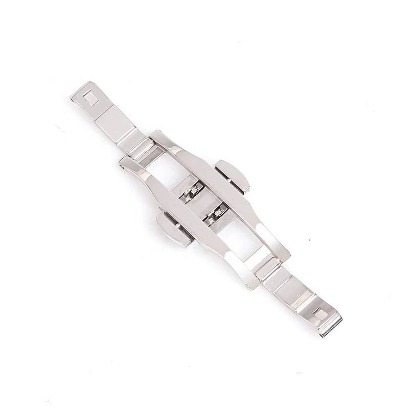 유니버설 풀 사이즈 광택 스테인레스 스틸 버클 스트랩 버튼 - 도매용 이중 압력 접이식 나비 디자인