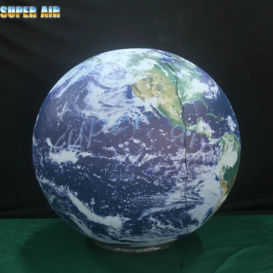 Giant hanging inflatable moon planet model toys inflatable earth globe with colorful led lighting for advertising decoration