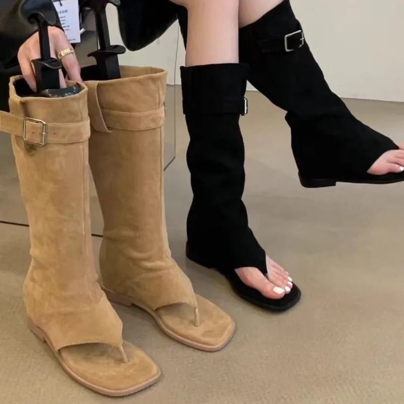Spicy Girl Summer New Dual-Wear Flip-Flops, Ruffle Short Boots, Western Cowboy Boots, Pant-Length Long Boots for Women