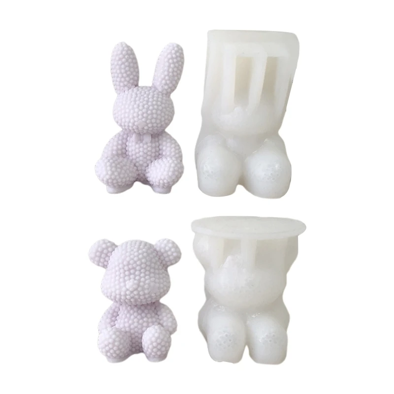 

3D Pearl Bear Bunny Epoxy Silicone Crystal Mold Table Soft Ceramic Plaster Ornament Diy Crafts Decorations