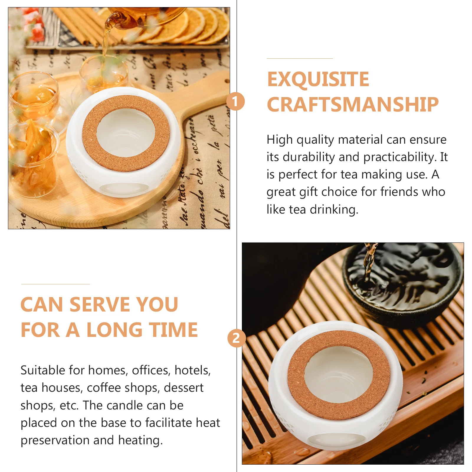 

Elegant Teapot Heater White Long Service Life Space Saving High-Class Materials Teapot Warmer Tea Stove Warmer