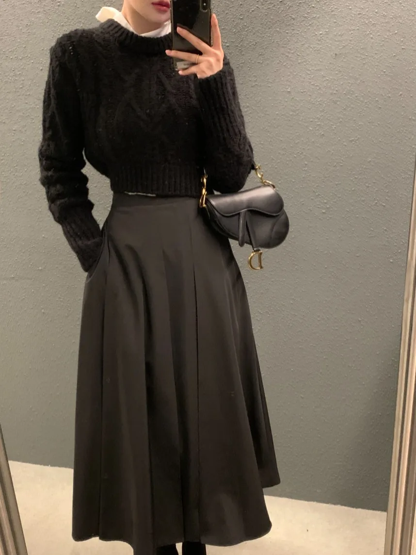 

Шикарный осенне-зимний вязаный свитер с высокой талией, женский верхний свитер в стиле ретро, круглый Ne Twist Design Comm...