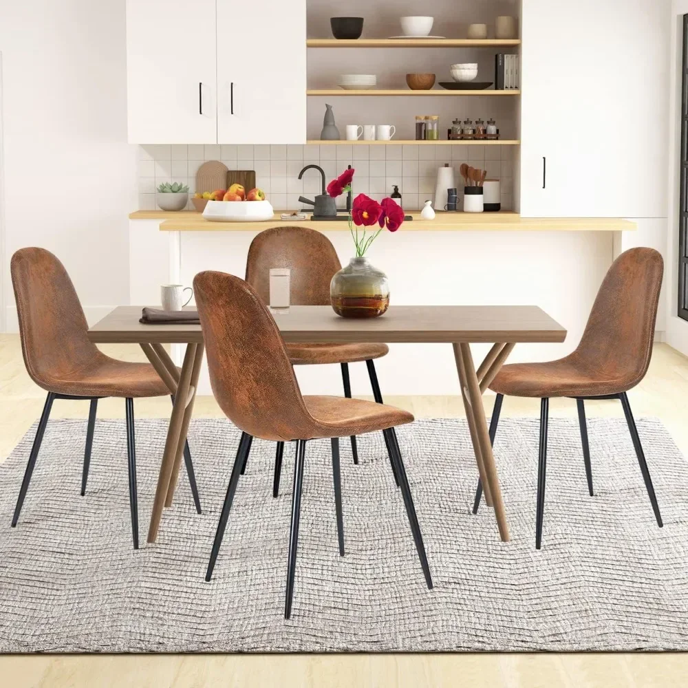 Dining Chairs, Fabric Suede Dining Room Side Seating, Kitchen Chairs with Metal Legs for Living Room