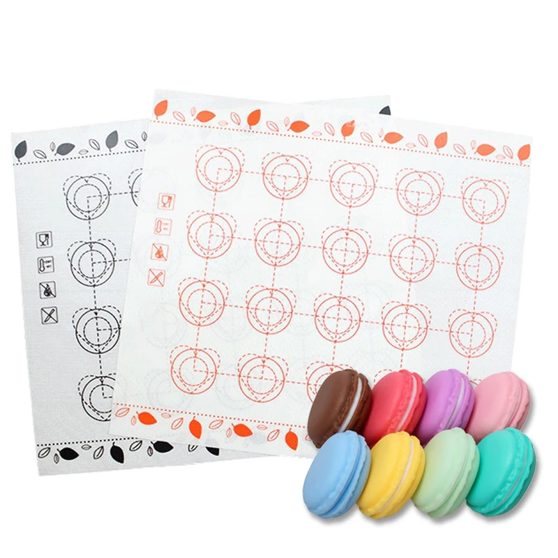 Backmatte für den Ofen, Klein 29 X 26cm, Weiß, mit Kreis- und Herzmuster, Wiederverwendbare Antihaft-Backunterlage für Kekse und Macarons