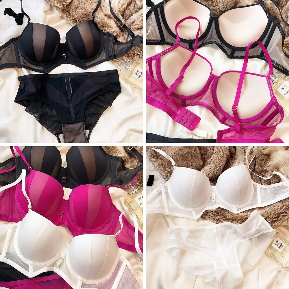 

Sexy Mesh Lingerie Set with Push Up Bra & See-Through Underwear for Women, Large Size