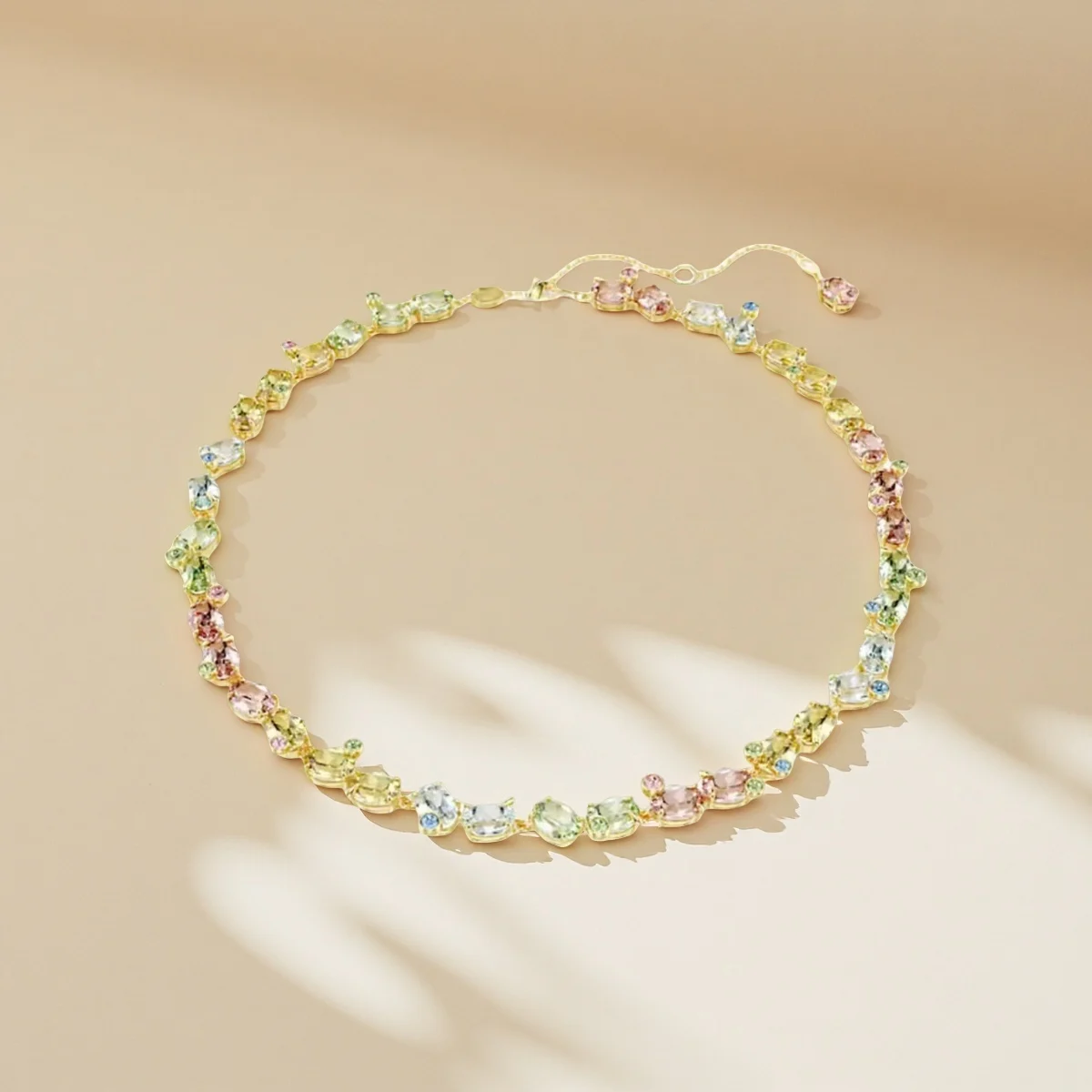 

Brilliant and colorful gemstone necklace s925 set with colorful diamonds, collarbone chain, light luxury fairy layered artifact