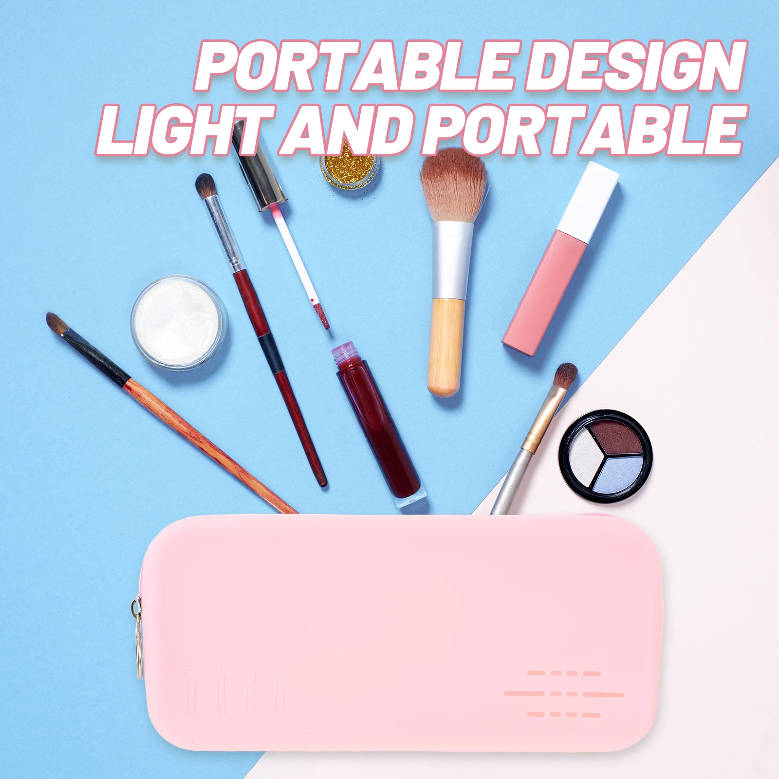 

Stylish Makeup Brush Holder Travel Case Silicone Cosmetics Bag Organizer Pouch Zipper Storage For Lipstick Keys Coins Portable