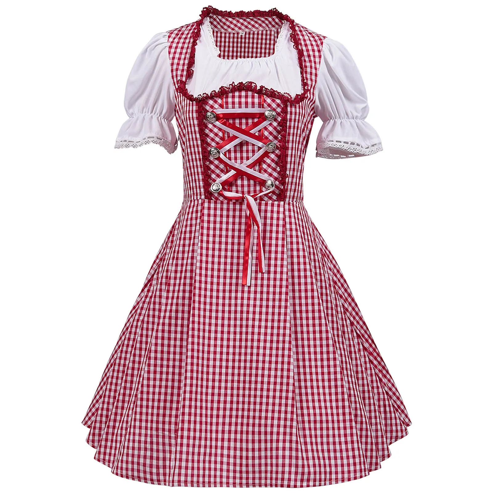 

Ladies's Oktoberfest Beer German Bavarian Dress Halloween Square Neck Apron Cosplay Costume Elegant Party Dresses for Women