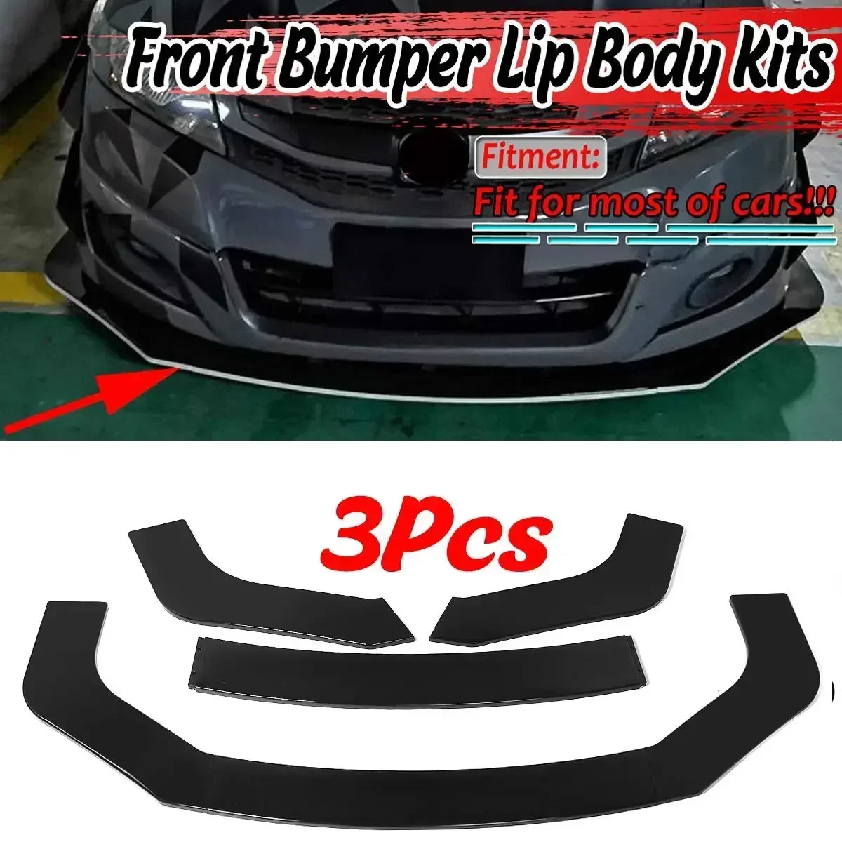 Universal Car Front Bumper Lip Spoiler Cover For Honda For Civic For Accord 9TH 10TH EK EG S2000 For VW Golf MK5 6 7 CC Body Kit