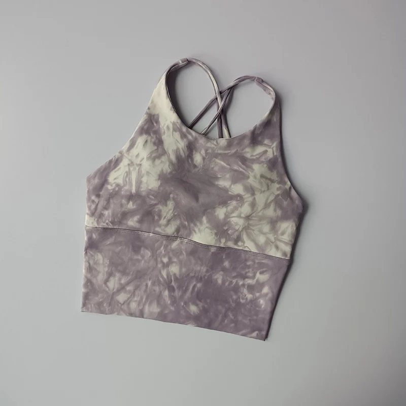 Tie-Dye Sportunterwäsche für Frauen Stoßfester Stoßdämpfender Lauf-BH mit Schönheitsrücken-Weste, Push-up-BH, Fitnessanzug, Yoga-Anzug – Detail 3