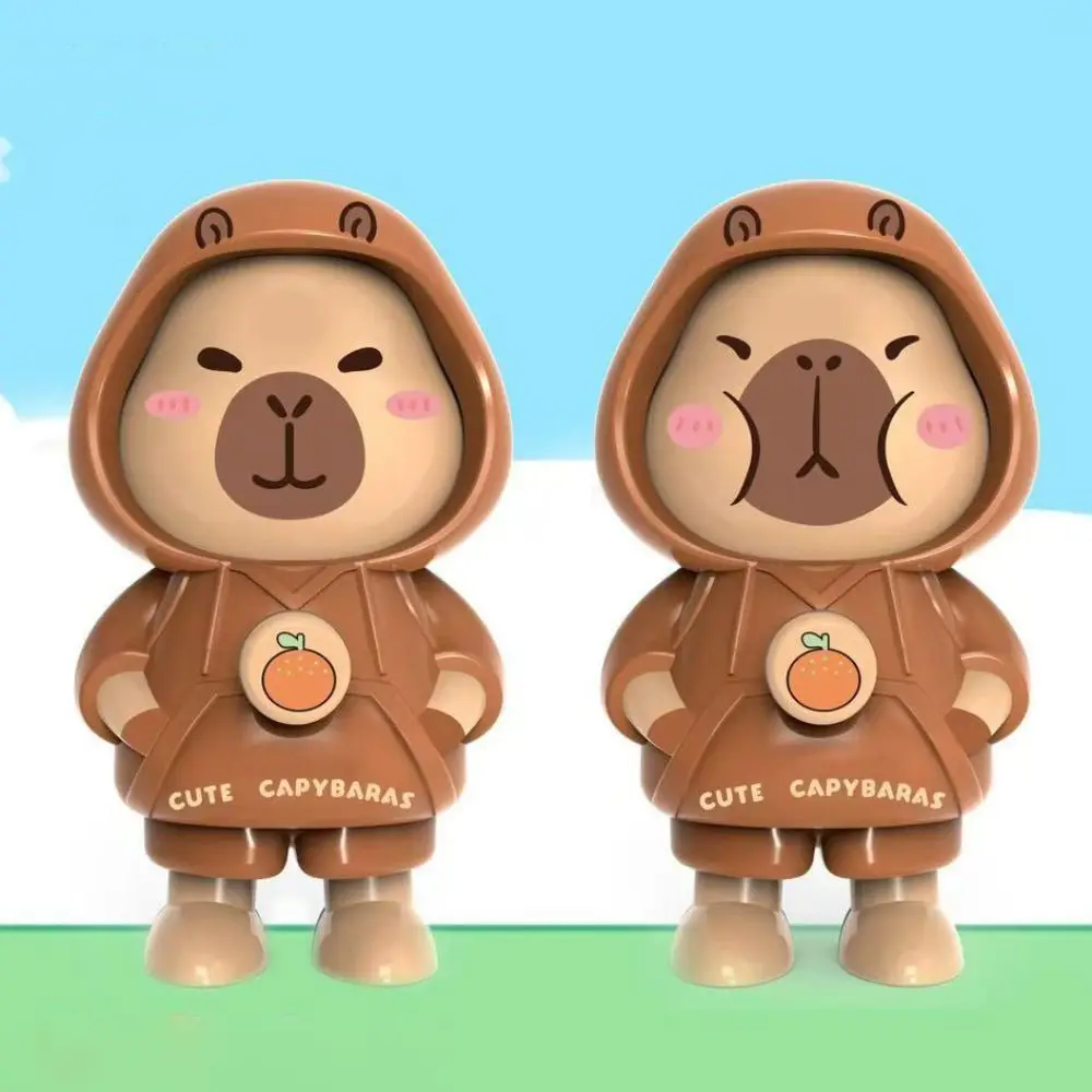 

With Keychain Capibala Face Changing Pendant Chinese Style DIY Crafts Cartoon Doll Keychain 3 Facial Plastics Face Changing Toy