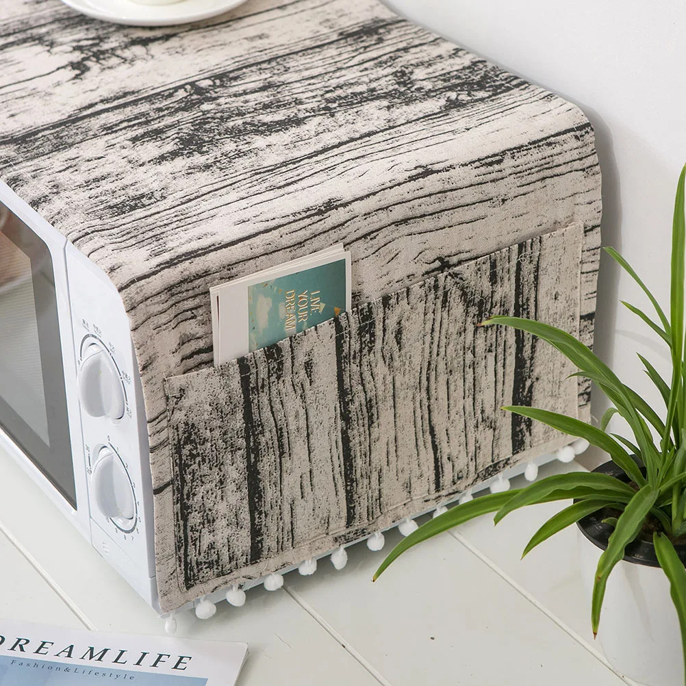 غطاء فرن الميكروويف 30X90 سنتيمتر نسيج الخشب نسيج القطن الغبار برهان غطاء محرك السيارة الواقي لأجهزة المطبخ خمر نمط مكافحة الغبار #1