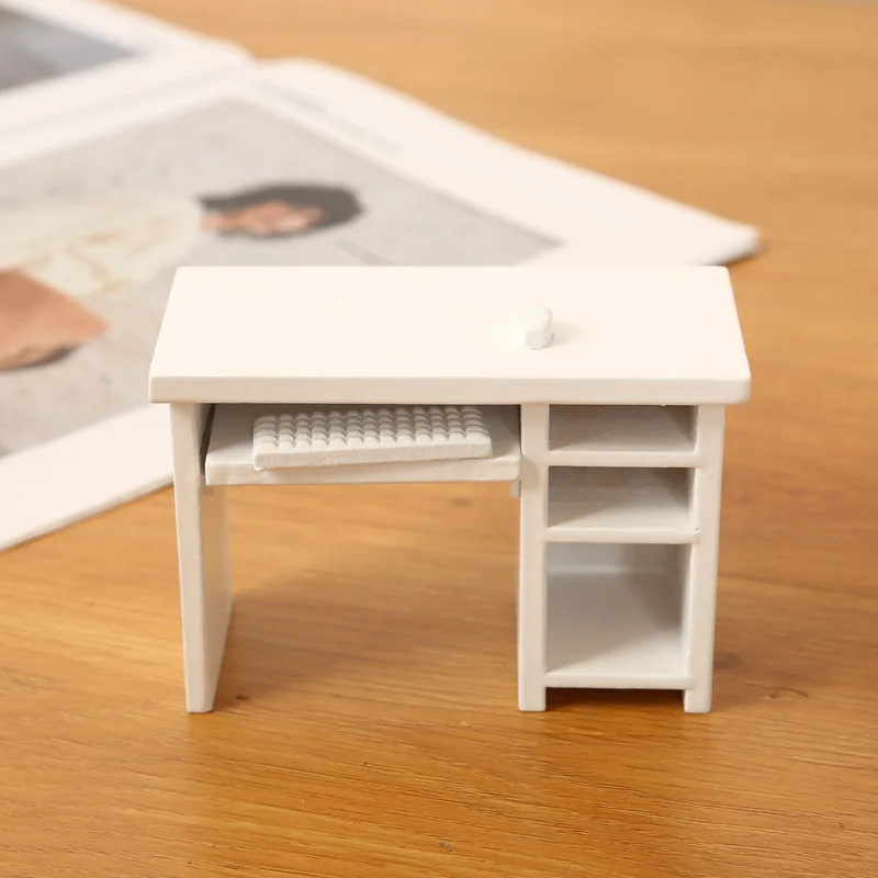 1:12 Miniaturowa Scena Ozdoba Symulacja Mebli Biurko/Krzesełko Komputerowe Mini Artykuły Domowe Dekoracje Akcesoria do Domku dla Lalek