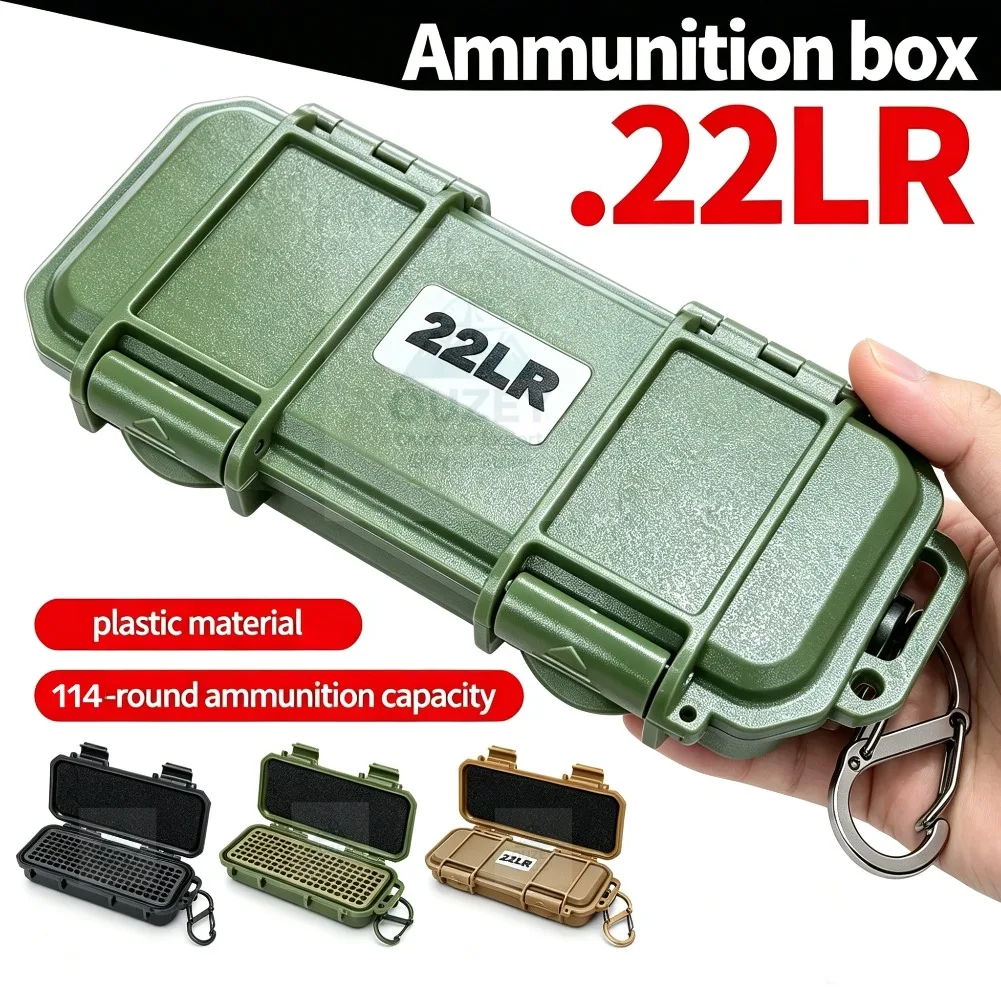 22LR Ammo Storage Box, 114-round Capacity, Impact-resistant Engineering Plastic Material, Multiple Colors Available Pouches