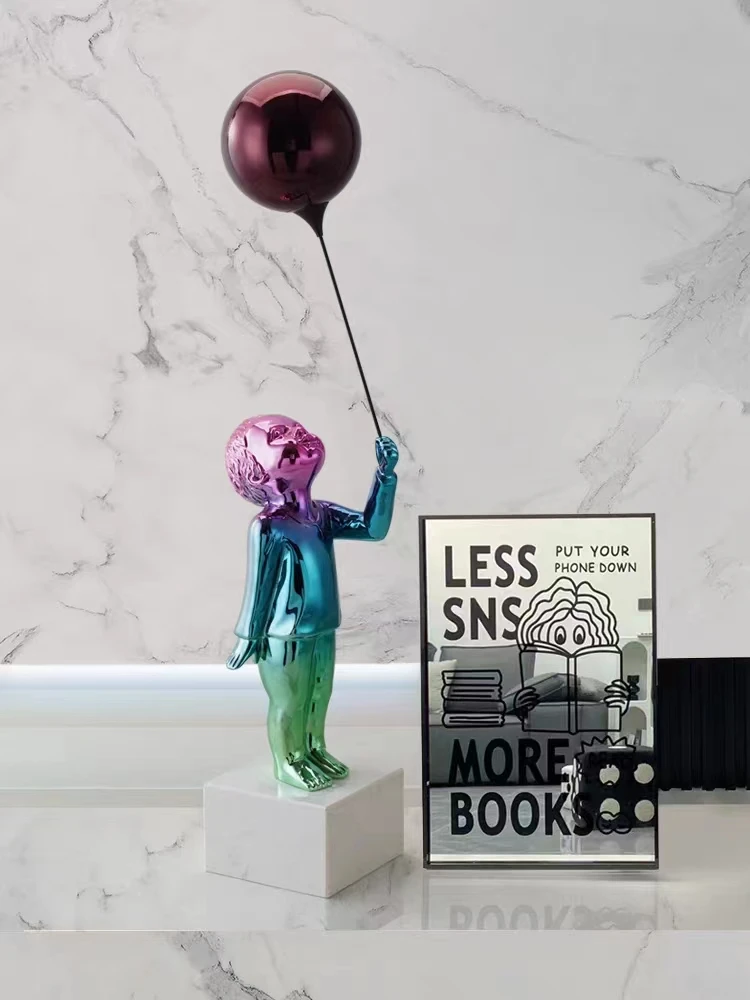 Home Decorations Balloon Boy Sculpture Banksy Boy Statue Luxury Living Room Decor Nordic Sculptures & Figurines Ornaments For Ho