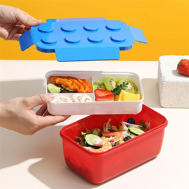 Creative Sealed Lunch Box Color Building Blocks Bento Box For Children's Student Portable Outdoor Picnic Fruit Salad Box