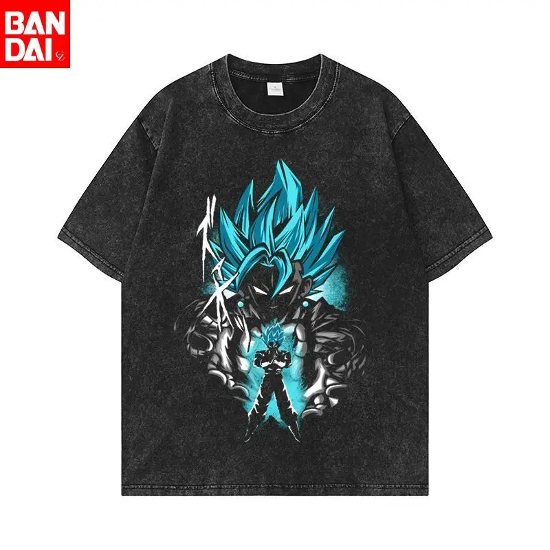 

Dragon Ball Super Vegito Blue Super Saiyan God Vintage Wash Print T Shirt Men 2026 Summer Black Oversized Tee Anime Streetwear