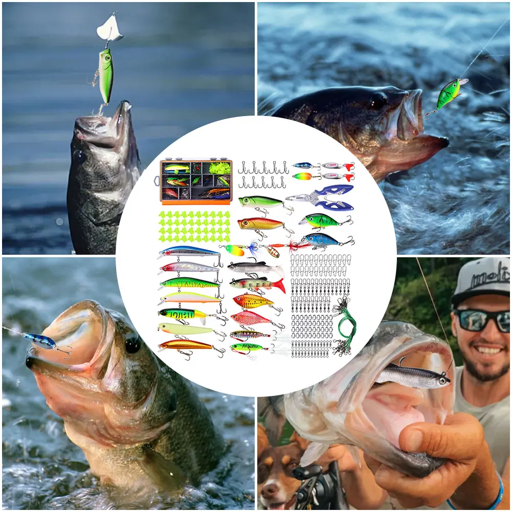 

Fishing Lures Set Fishing Hard Bait Spoon Spinner Artificial Bait Kit with Box Fishing Gifts for Men