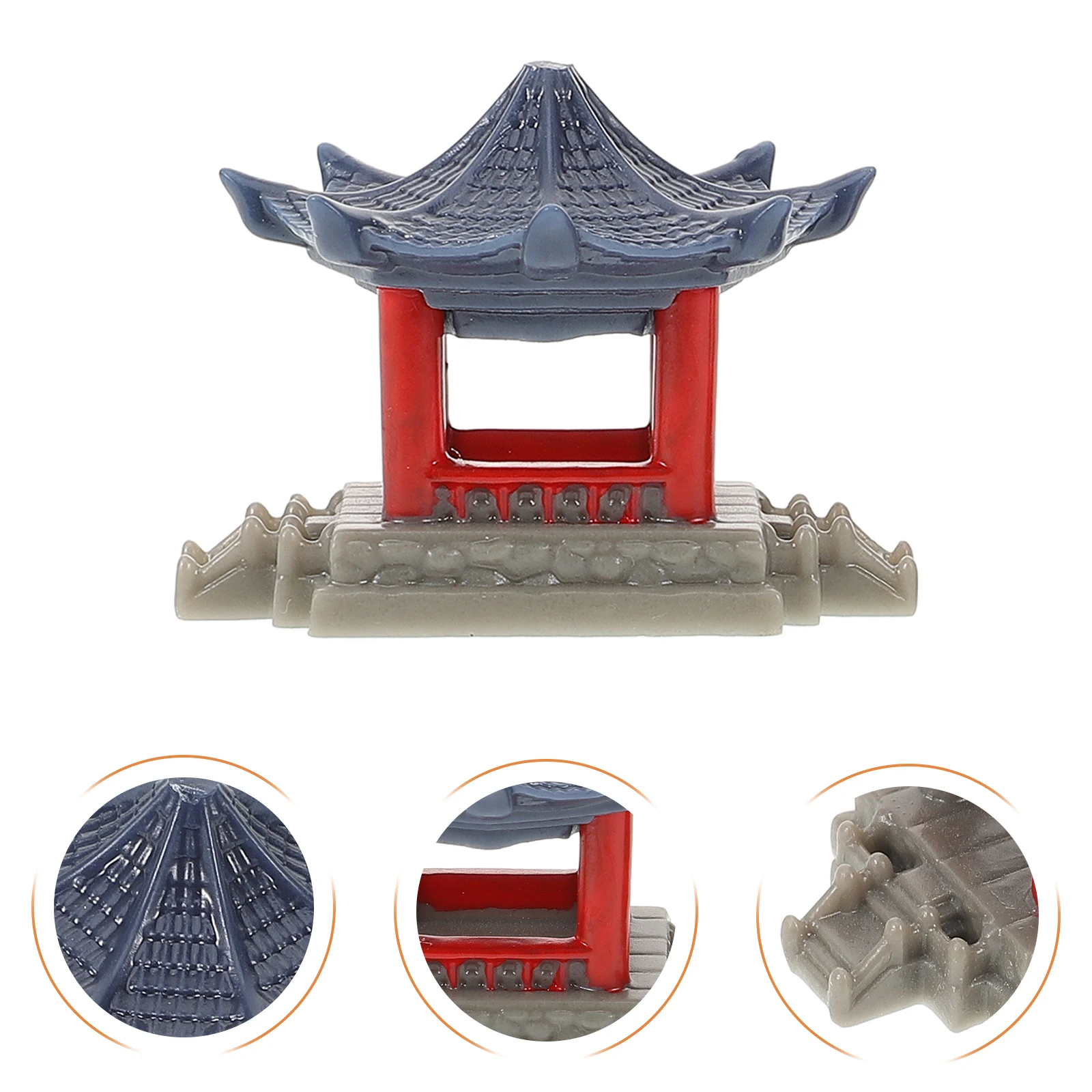 

4pcs Miniature Pavilion Resin Statues Fish Tank Decor Garden Bonsai Ornament Landscaping Adornment Desktop Micro Landscape