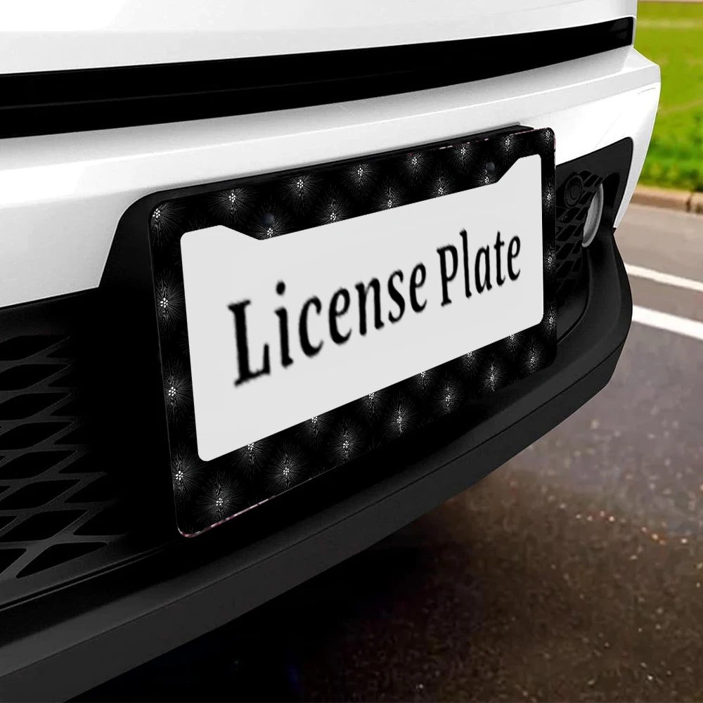 1 قطعة أسود ملون عباد الشمس نمط 2 حفرة إطار لوحة الرخصة مادة الألومنيوم 6x12 بوصة مع المسمار مجموعة الرجعية الجدة سيارة #5