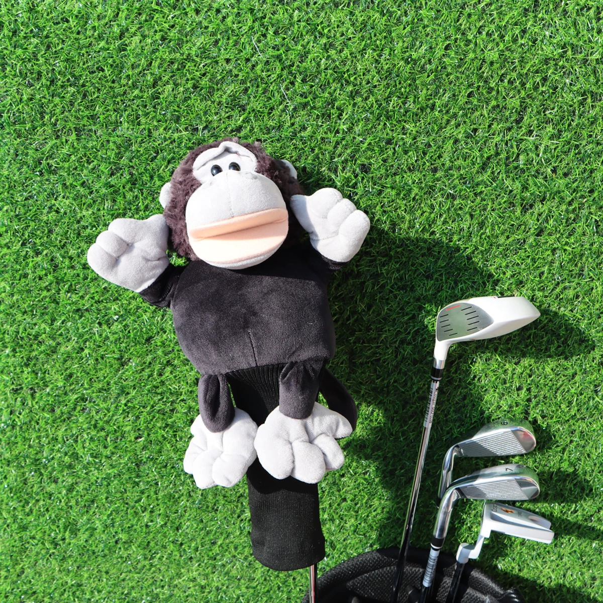 Cute Chimpanzee Golf Head Covers for Driver Fairway Club Headcover Protector Cover for Men and Women Golf Mascot Novelty Gifts