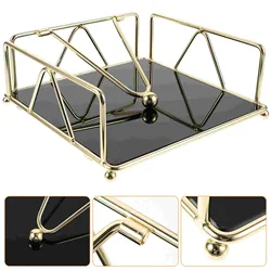 Golden Iron Acrylic Desktop ganizer Napkin Holder Paper Towel Dispenser Metal Storage Rack Vintage Standing Towel Holder For