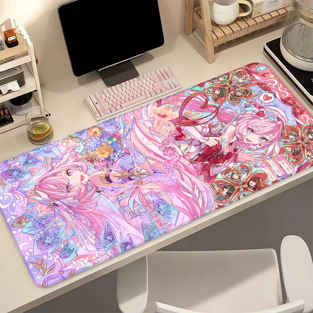 Anime Mouse Pad Gamer Computer Accessories XXL 90×40cm Keyboard Table Mat Pink Hair Rose Anime Girl Group Office Gaming Desk Mat