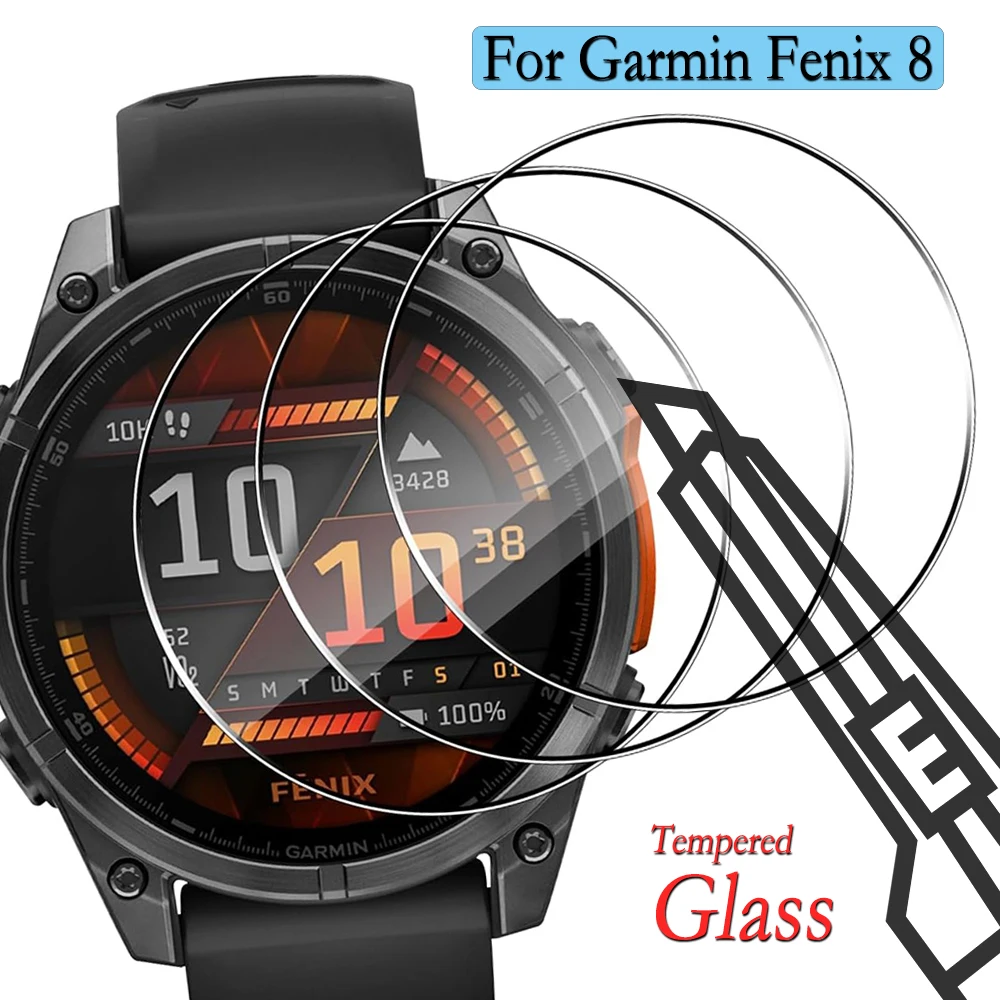 

For Garmin Fenix 8 43/47/51mm Tempered Glass Films 3pcs/lot Screen Protector Protective Film Guard Anti Explosion Anti-shatter