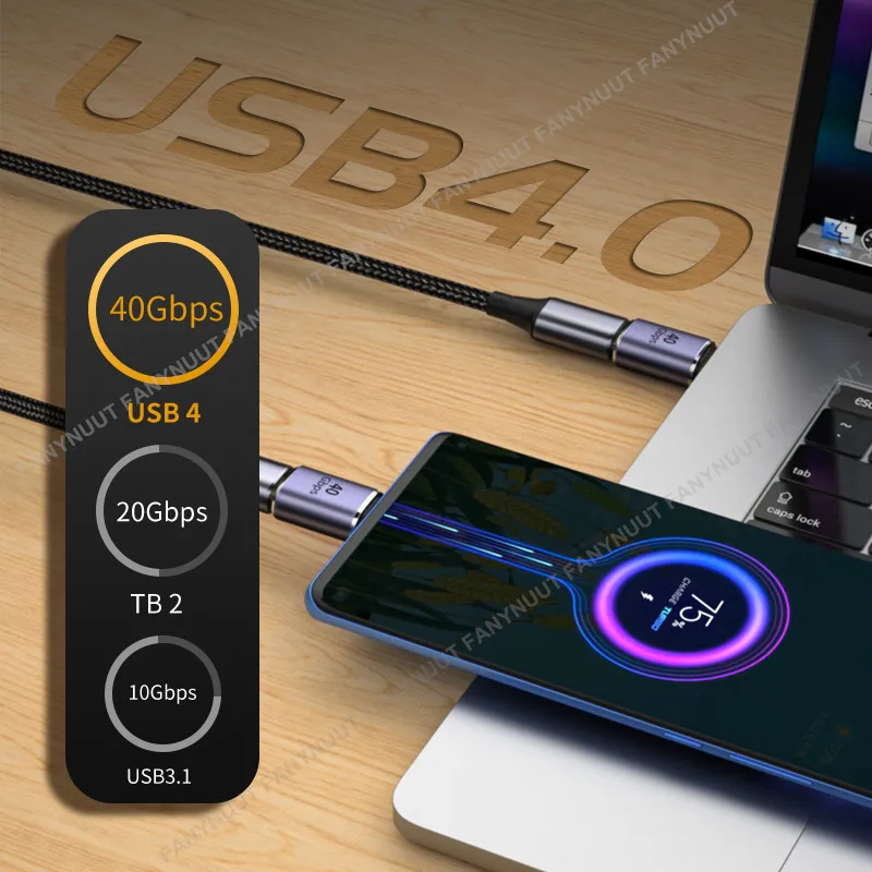 USB4.0 Thunderbolt3อะแดปเตอร์40Gbps OTG 8K @ 60Hz 100W 5A C USB C ถึง C ประเภท C Fast ชาร์จ USB C 40Gbps สำหรับ Macbook