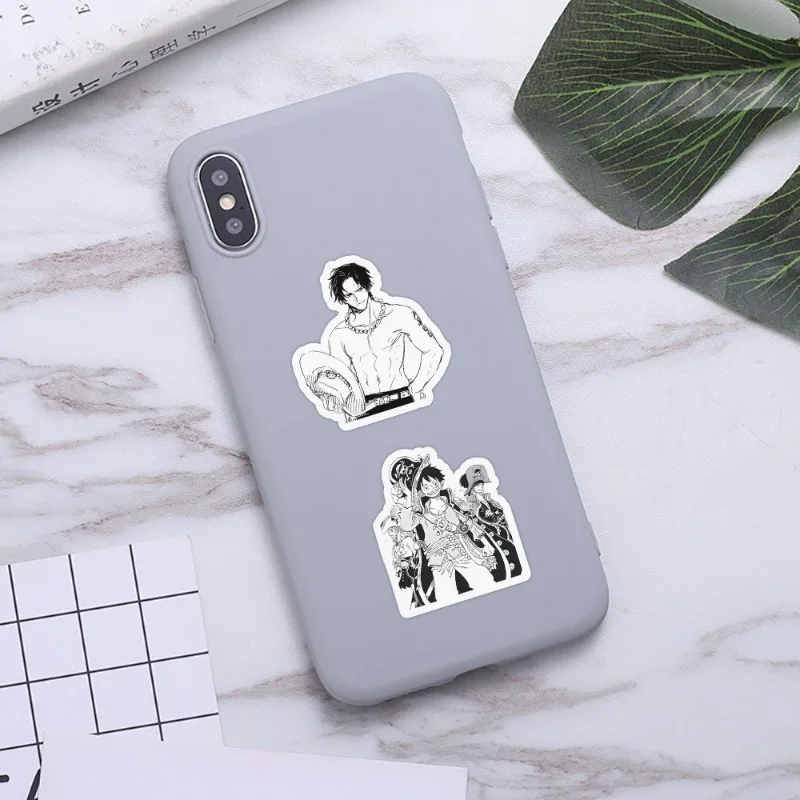 One Piece Monochrome Sticker Anime Figure Cap Luffy Zoro Nami Personal Sticker Q Figural Car Skateboard Decoration Birthday Gift