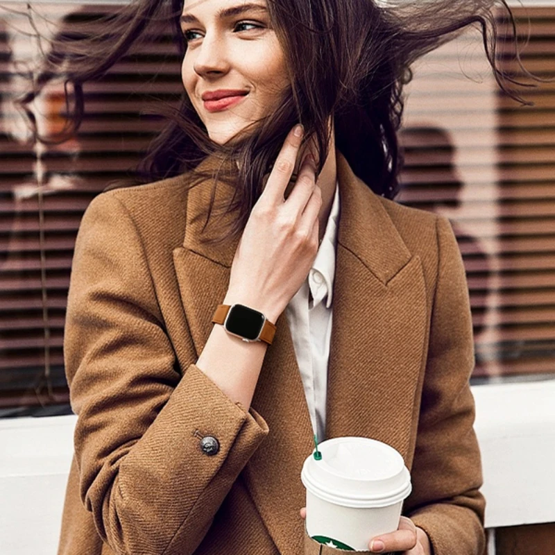 애플 워치 스트랩 용 가죽 실리콘 밴드 울트라 49mm 44mm 40mm 46mm 42mm 41mm 45mm 브레이슬릿 아이워치 시리즈 10 9 8 7 3 456 SE 2