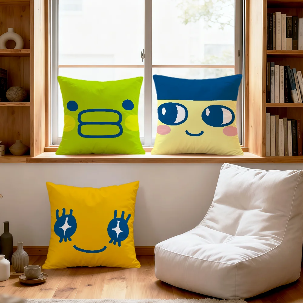 cute funny face t-tamagotchi kuchipatchi mametchi soft pillowcase Sofa Home Living Room bedside Decor pillow cover Gift hogar