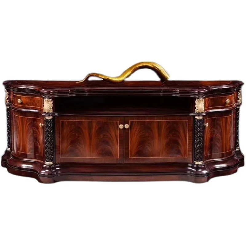

TV cabinet French neoclassical solid wood carving flower TV cabinet European bedroom floor cabinet