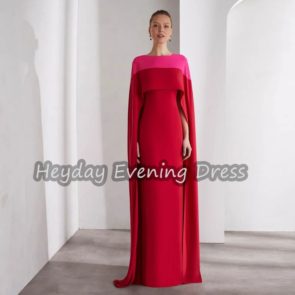 

Heyday Crepe Straight O-neck Floor Length Draped Simple Saudi Arab Evening Party Dresses For Women 2025 With Long Sleeves