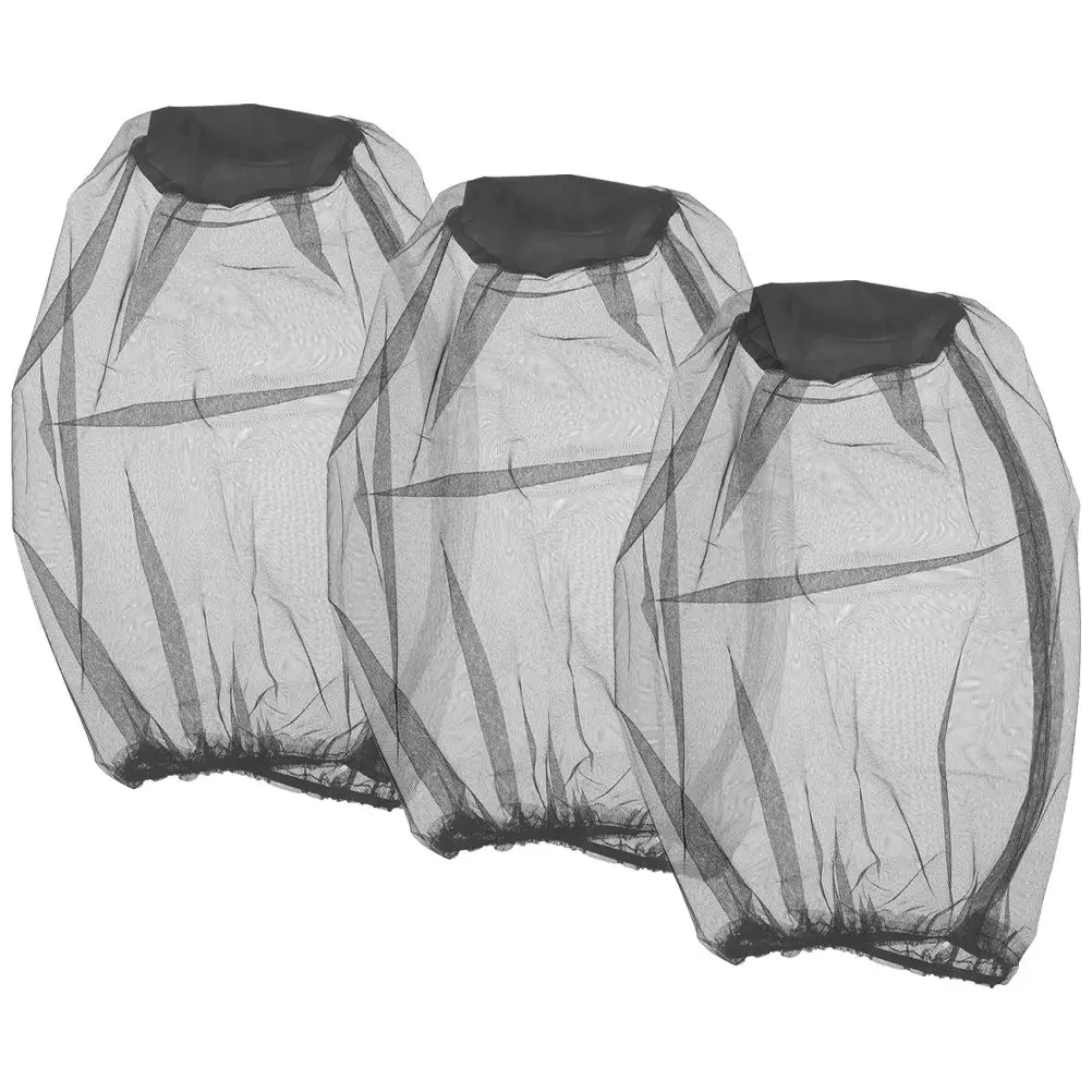 

3pcs Mosquito Hat Black Bug Net for Head Fishing Camping Hiking Outdoor Activities Portable Mesh Netting Neck Cover