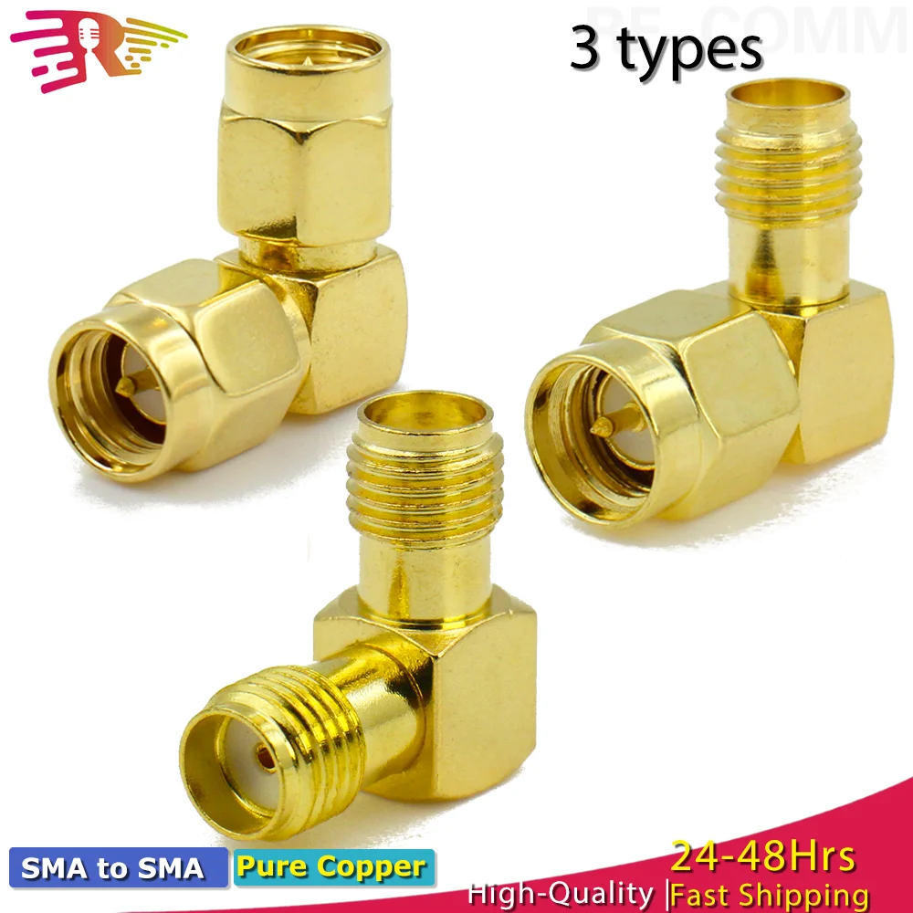 موصل SMA إلى SMA ذكر الكوع محول 90 درجة محول محوري الزاوية اليمنى موصل محول لواي فاي هوائي FPV