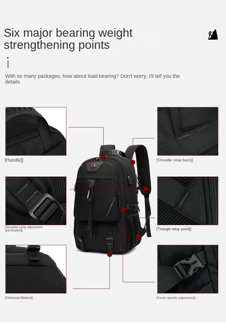 50/60/80L Unisex Männer Outdoor Rucksack USB Große Kapazität Reise Pack Sport Trekking Rucksack Wandern Camping Rucksack für Männer – Detail 13