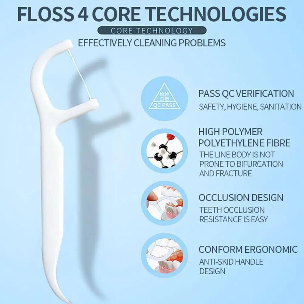 50/100 buah stik Floss gigi, sikat Interdental pembersih gigi, benang gigi pilih perawatan kebersihan mulut 1 tas benang gigi Ultra halus