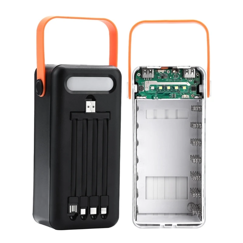 Чехол для аккумулятора с быстрой зарядкой 21x18650, двойной USB-порт для зарядки мобильного телефона PD DIY