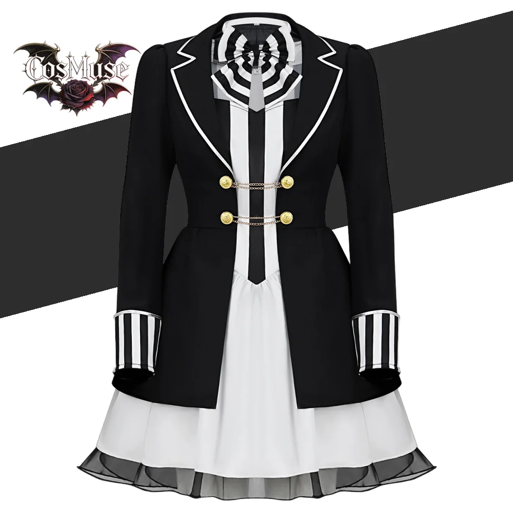 

Bunny Girl Lolita Cosplay Costume - Women Striped Coat Black Halloween Rabbit Roleplay Party Dress Clothing