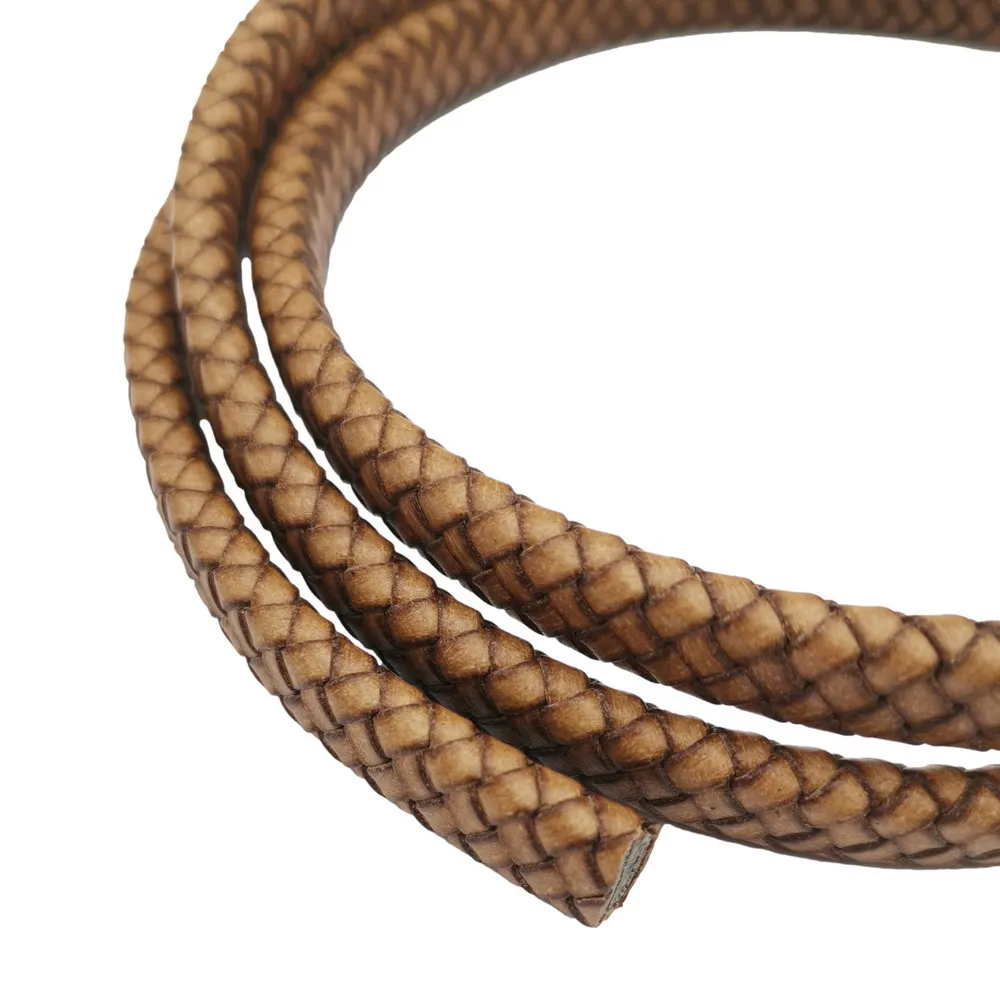

Aaazee 1 ярд состаренный натуральный плоский плетеный кожаный шнур Боло 12x6 мм для изготовления браслетов или декора