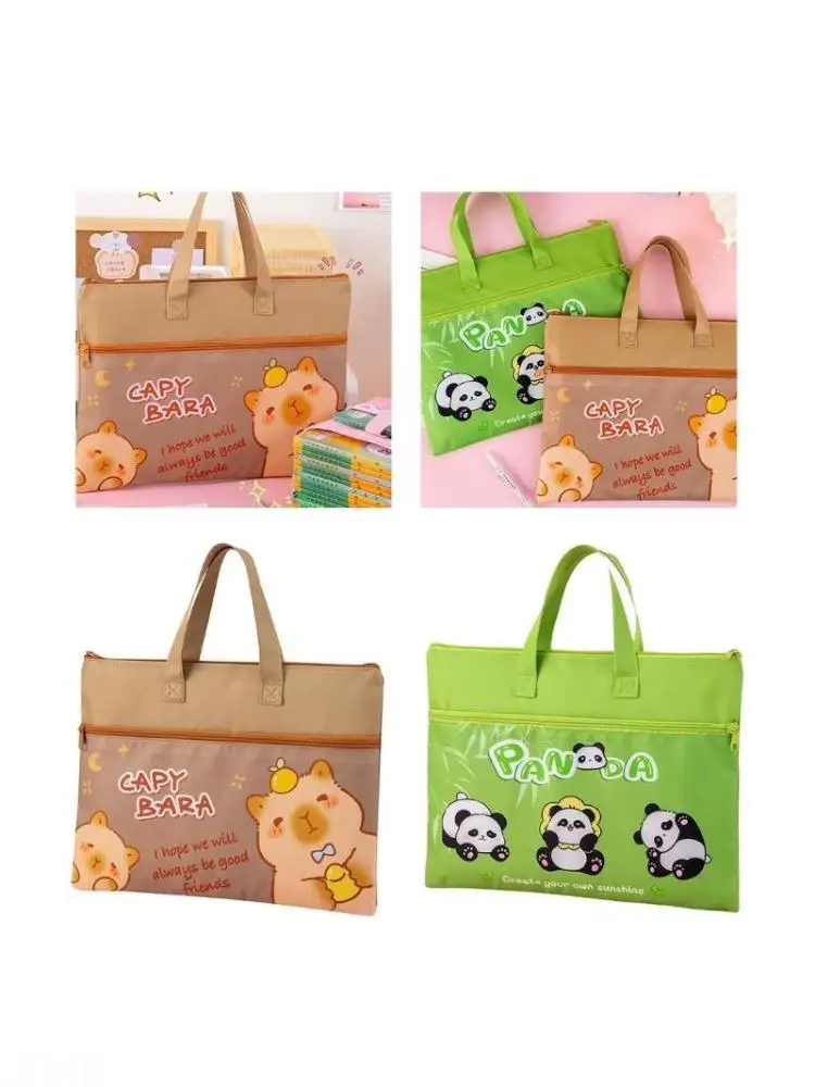 D08B Handheld Bestandsmap Boekentas 2 Compartimenten Bestand Pocjes Bestandsmap met Ritssluiting Document Tas voor School Reizen