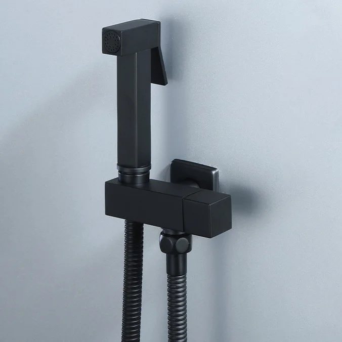 Single Cold Handheld Woman Washer Set All Copper Square Set Booster Spray Gun Toilet Angle Valve with Nozzle