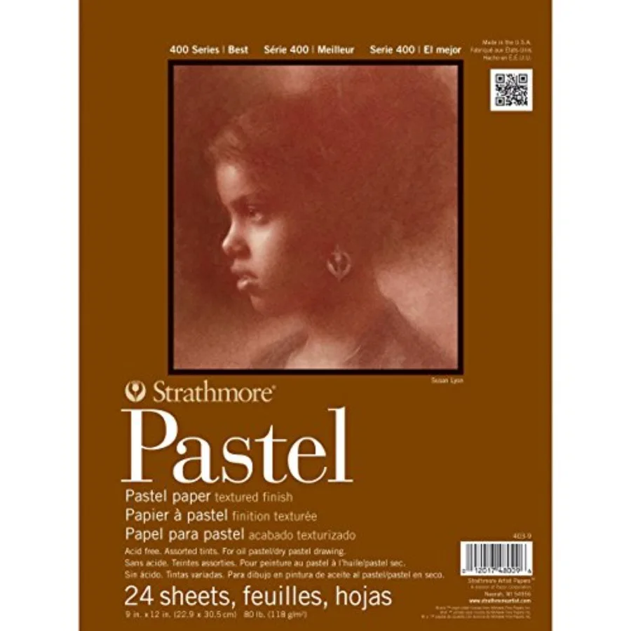 

400 Series Tape Bound Pastel Pad, 80 lb. Textured Surface, 9 X 12 Inch, Assorted Colors, 24 Sheets 403-9