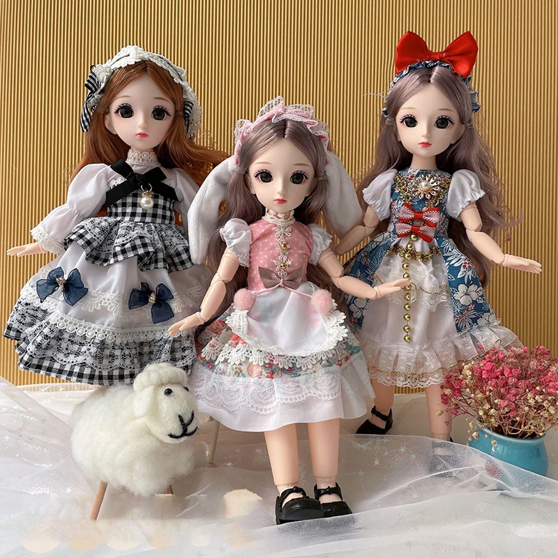 

Kawaii 30 см Bjd Doll Полный набор 1/6 3D Eye Joint Подвижные модные куклы с одеждой Обувь Одеваются игрушки для девочек Подарки на день рождения
