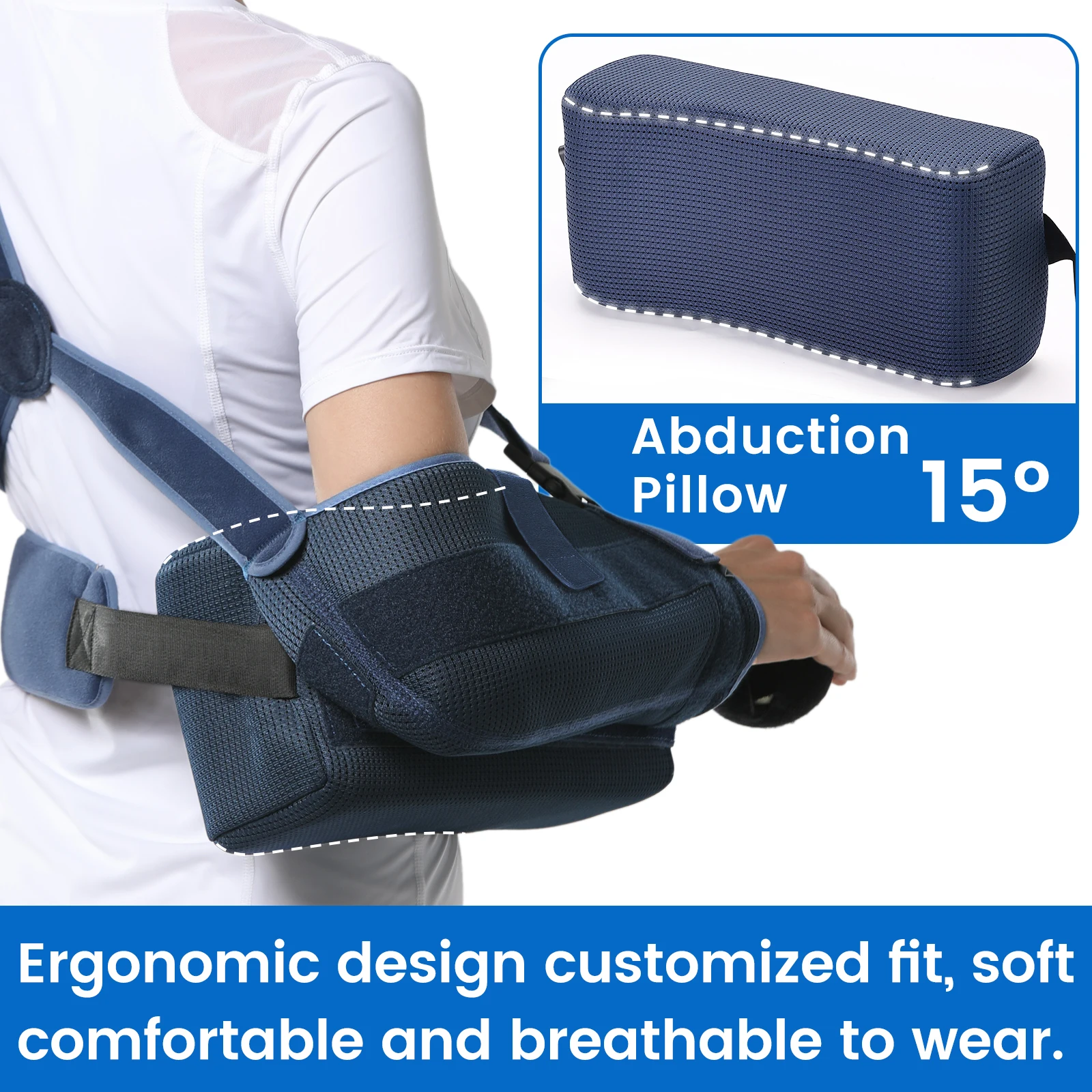 VELPEAU Shoulder Abduction Sling With Pillow for Rotator Cuff Surgery and Recovery, Medical Shoulder Immobilizer Fits Both Arms
